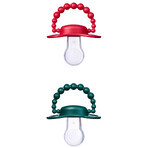 Luu Kids set, tétine, positionnement, silicone, Holy Green & Santa Red, 3-6 mois, 2 pièces