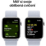 Apple Watch SE (2024) Cellular 40mm, Aluminiu argintiu cu curea Cloud Blue Changing