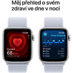 Apple Watch SE (2024) Cellular 40mm, Aluminiu argintiu cu curea Cloud Blue Changing