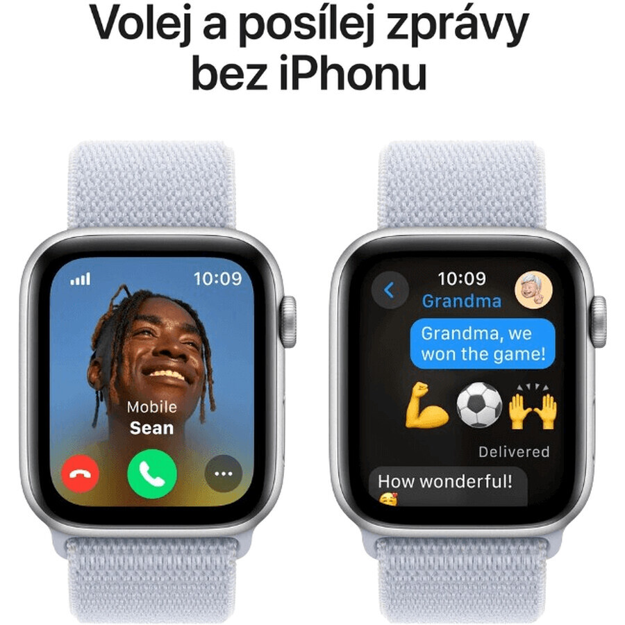 Apple Watch SE (2024) Cellular 40mm, Aluminiu argintiu cu curea Cloud Blue Changing