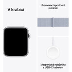 Apple Watch SE (2024) Cellular 40mm, Aluminiu argintiu cu curea Cloud Blue Changing