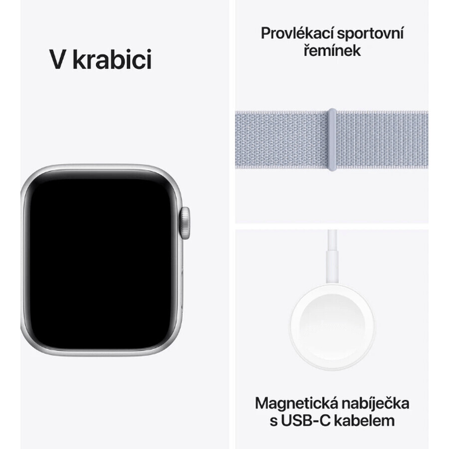 Apple Watch SE (2024) Cellular 40mm, Aluminiu argintiu cu curea Cloud Blue Changing