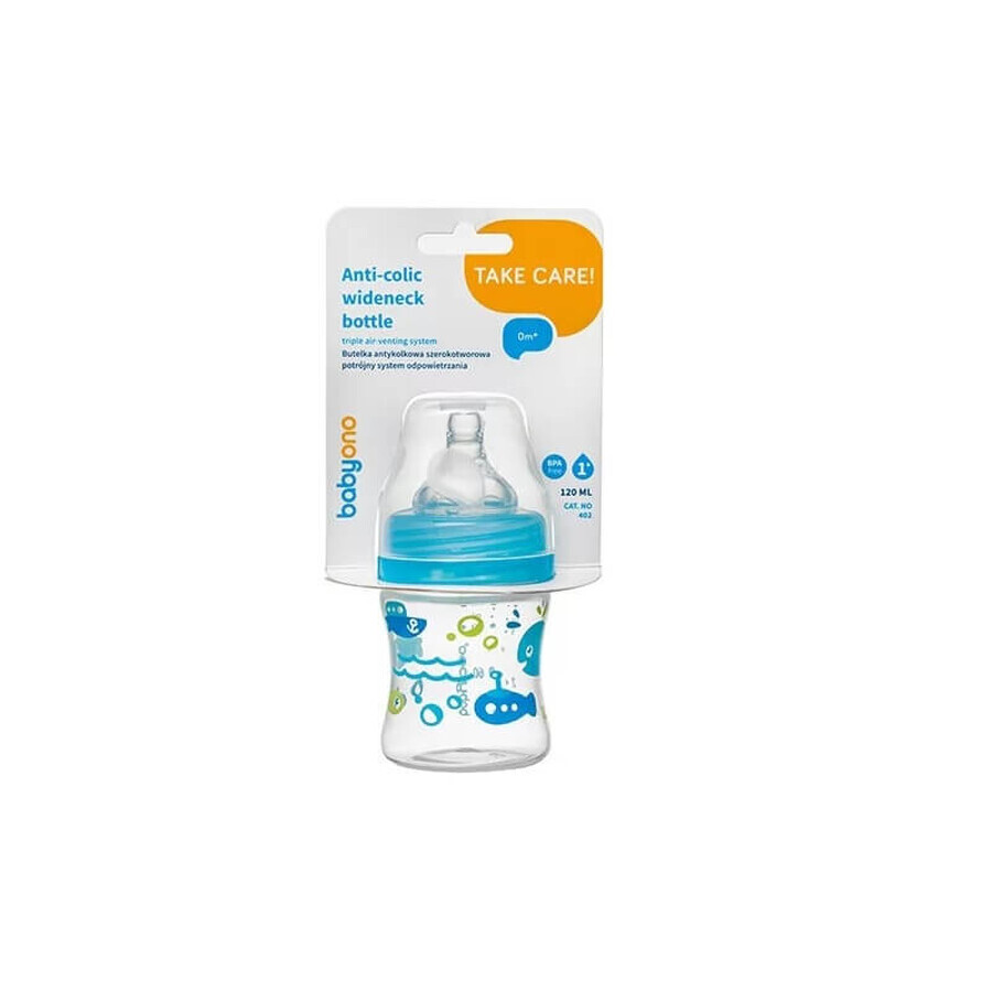 Plastic fles met wijde opening, 120 ml, diverse modellen, Babyono