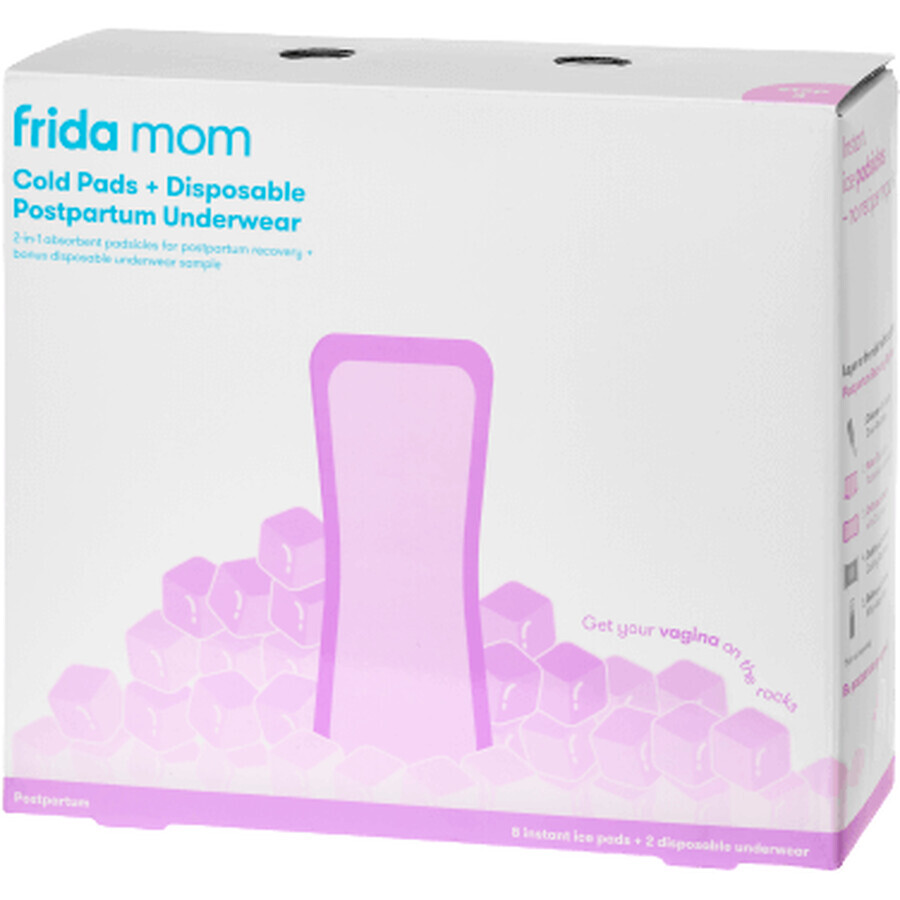 Frida Mom Raffreddamento Ghiaccio assorbente Maxi Pads + Mutandine post-partum usa e getta 10 pz.