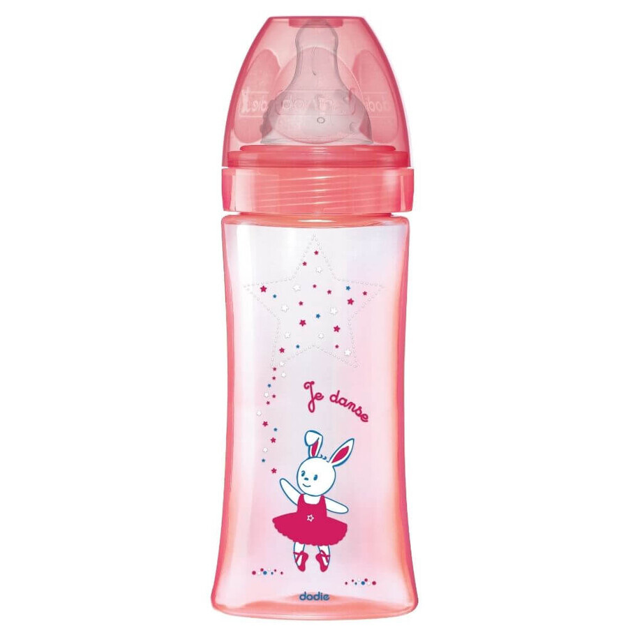 Biberon pentru initiere anti-colici, Balerina, 330 ml, 6 luni+, Dodie