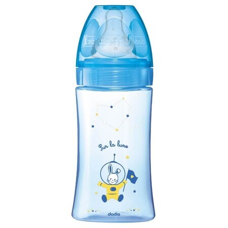 Biberón para iniciación anticólicos, Cosmonaut, 270 ml, 0-6 meses, Dodie