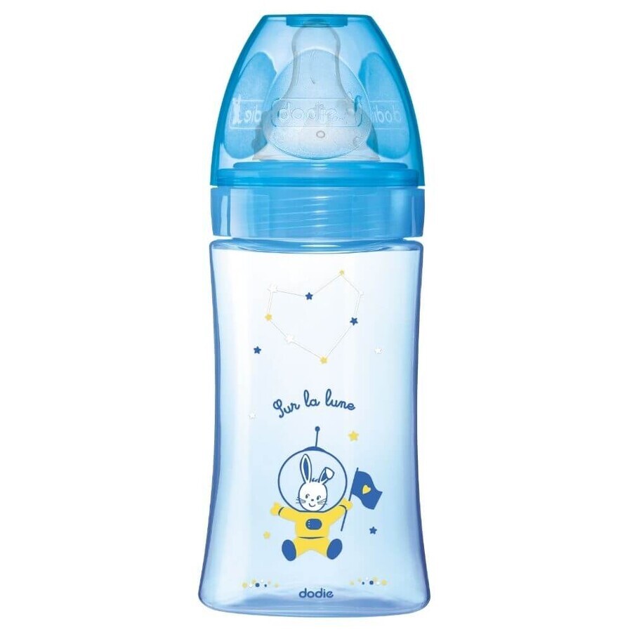 Biberón para iniciación anticólicos, Cosmonaut, 270 ml, 0-6 meses, Dodie