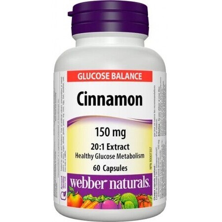 Webber Naturals Extracto de Canela 150 mg 60 cápsulas