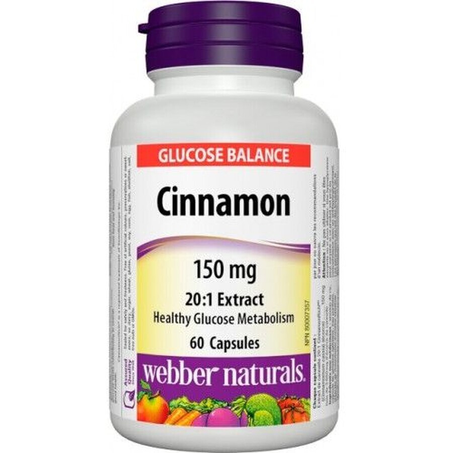 Webber Naturals Extracto de Canela 150 mg 60 cápsulas