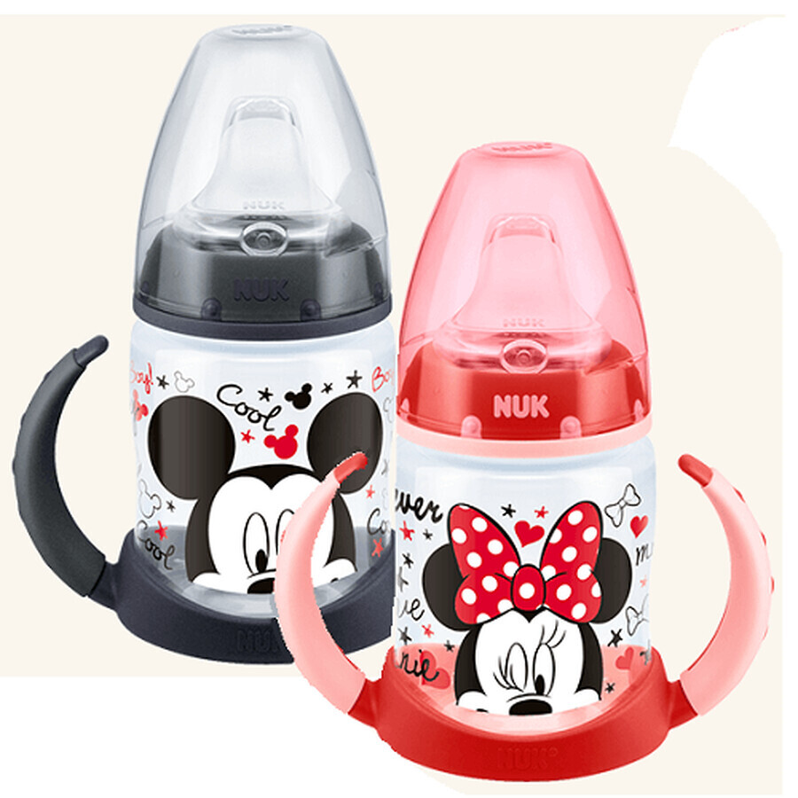 Biberón Mickey PP con tetina de silicona y adaptador, +6 meses, 150 ml, Nuk