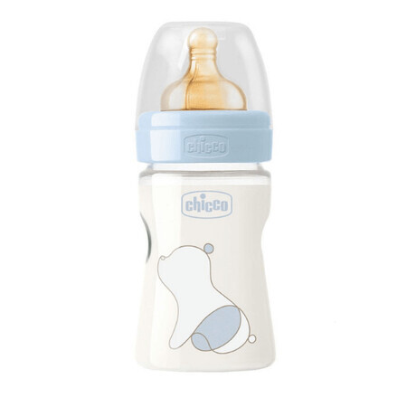 Biberon PP Original Touch 150 ml, tétine en caoutchouc, débit lent, garçons, +0 mois, Chicco