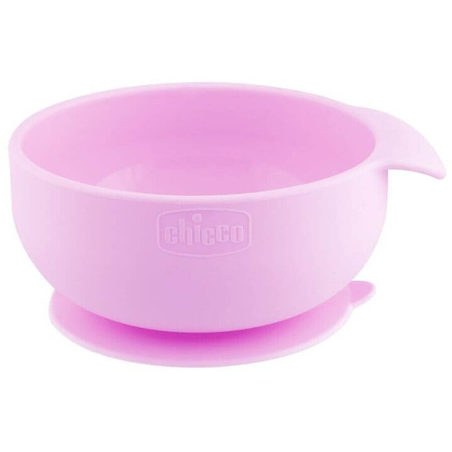 Chicco Bol de silicona rosa con ventosa 6m+