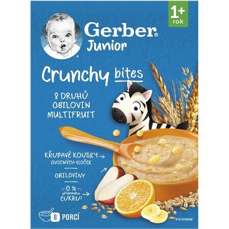 Gerber Junior papilla de frutas sin leche con trocitos crujientes 200 g