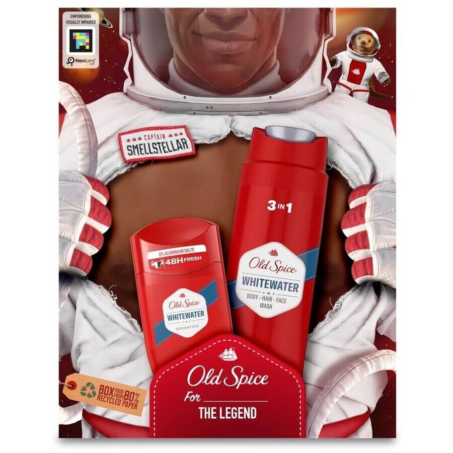 Old Spice Astronaut - set de regalo para hombre con desodorante sólido y gel de ducha Whitewater con fragancia fresca