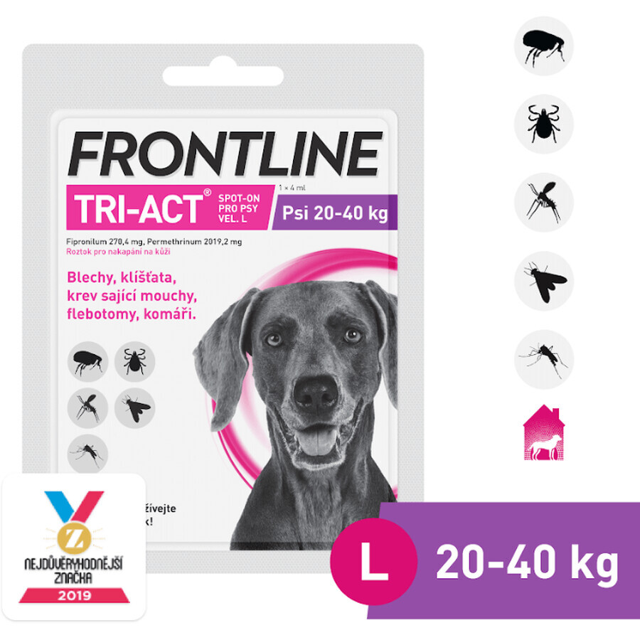 Frontline Tri-Act Spot-On voor honden L gemalen 4 ml