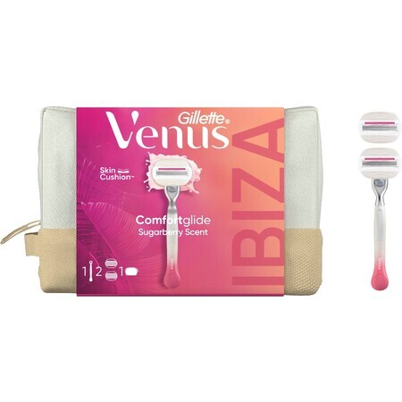 Gillette Venus Comfortglide Festival Geschenktasche für Frauen: Rasierer + 2 Köpfe + Kulturbeutel