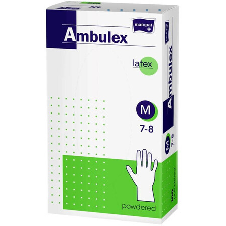 Guantes de látex Ambulex talla. M poliéster empolvado 100 uds.