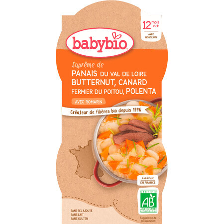 Babybio menú calabaza, pato y polenta 2 x 200 g