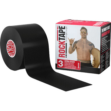 Cinta kinesiológica RockTape H2O - negra 5 cm x 5 m