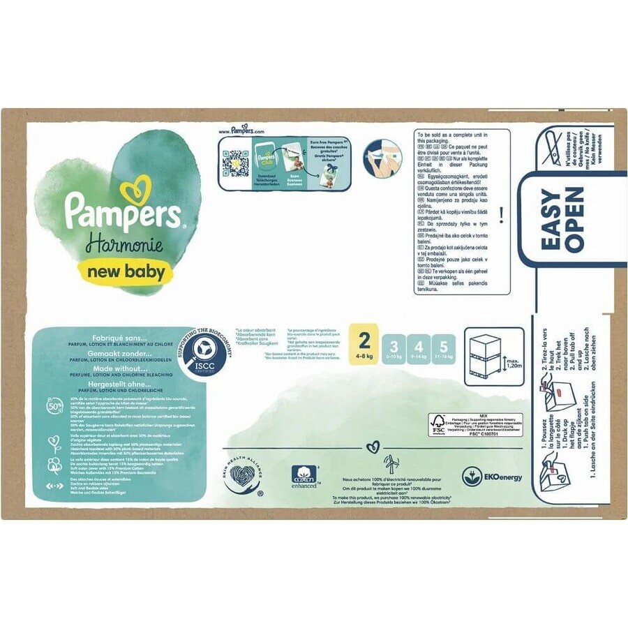 Pampers Harmonie Bebé talla. 2, 96 pzs