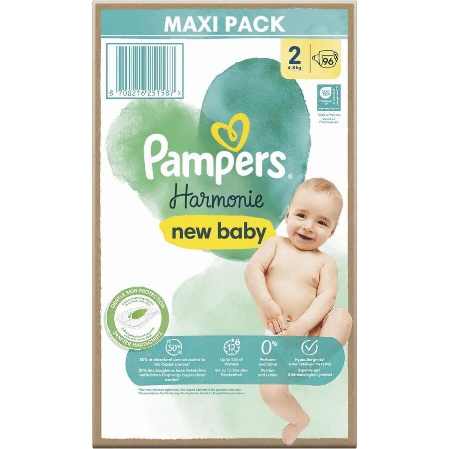 Pampers Harmonie Bebé talla. 2, 96 pzs