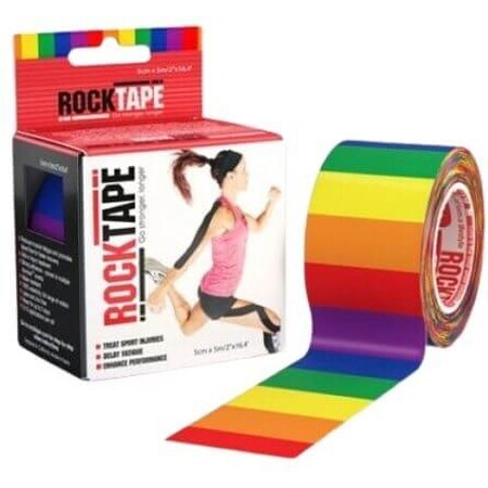 Banda kinesiologică RockTape H2O, curcubeu 5 m