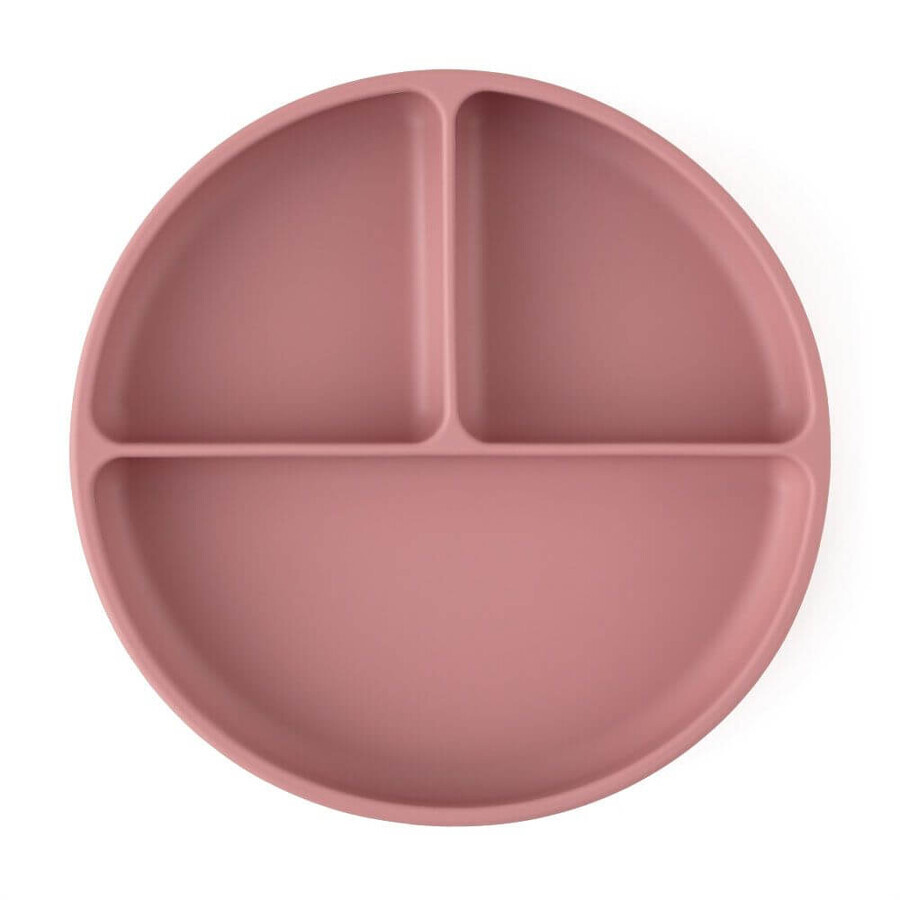 Plato para compartir de silicona Petite&Mars Round Take&Match Dusty Rose 6m+