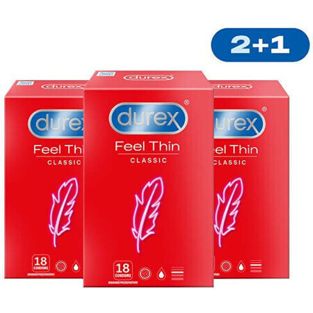 Durex Kondome 2+1 Feel Thin Classic 3 x 18 Stück