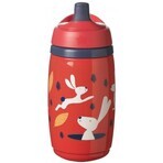 Tommee Tippee Superstar Sportee, vaso deportivo sin derrames, 12m+, rojo 266 ml