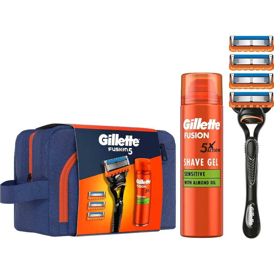 Set de regalo Gillette: maquinilla fusion + 4 cabezales + gel fusion 200 ml