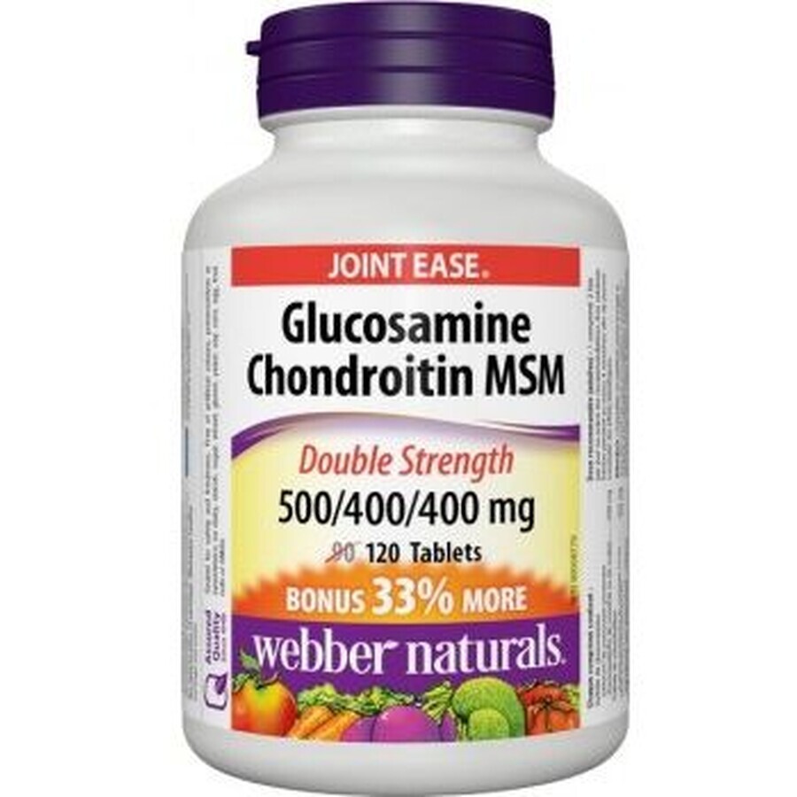 Webber Naturals Glucosamina+Condroitina+MSM 1300 mg FORTE 90 +30tbl 120 comprimidos