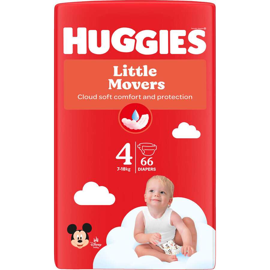 Huggies® Little Movers Nappy 4 (7-18 kg) 66 pcs