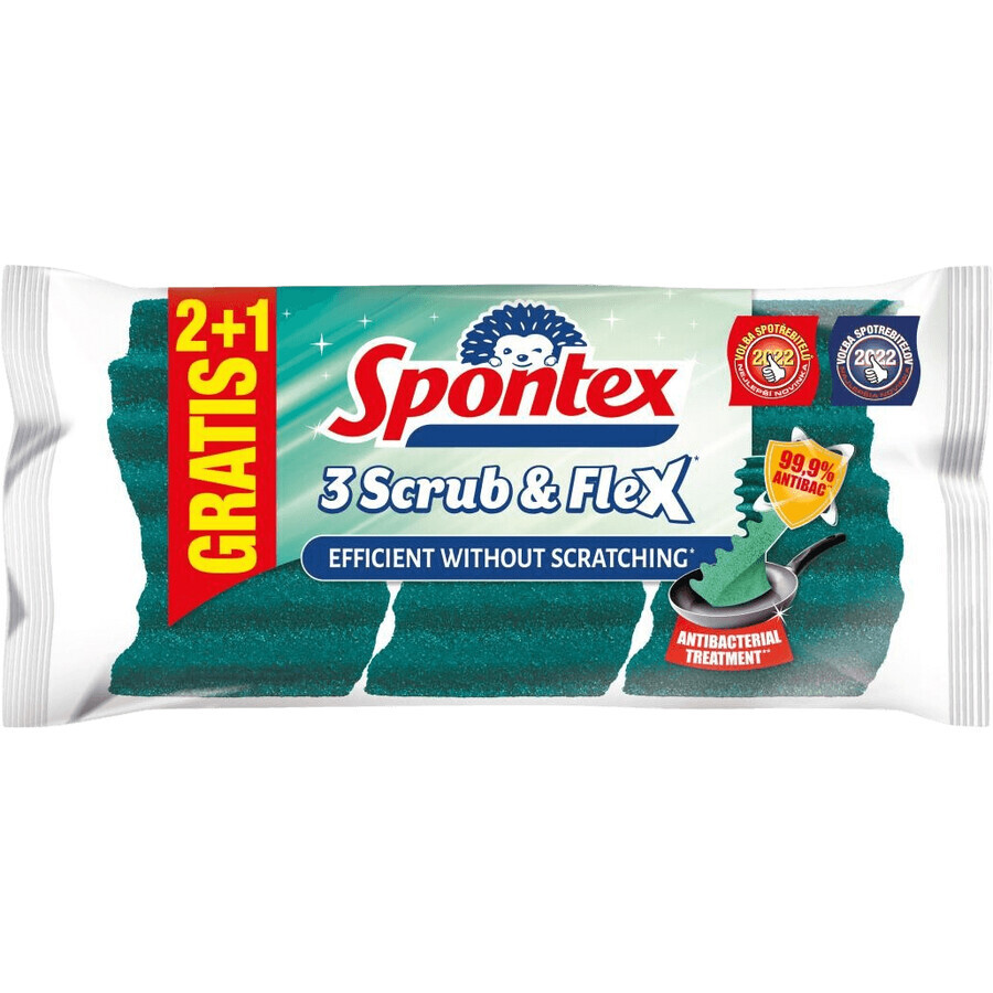 Spontex Scrub & Flex, esponja para vajilla extra flexible 3 piezas