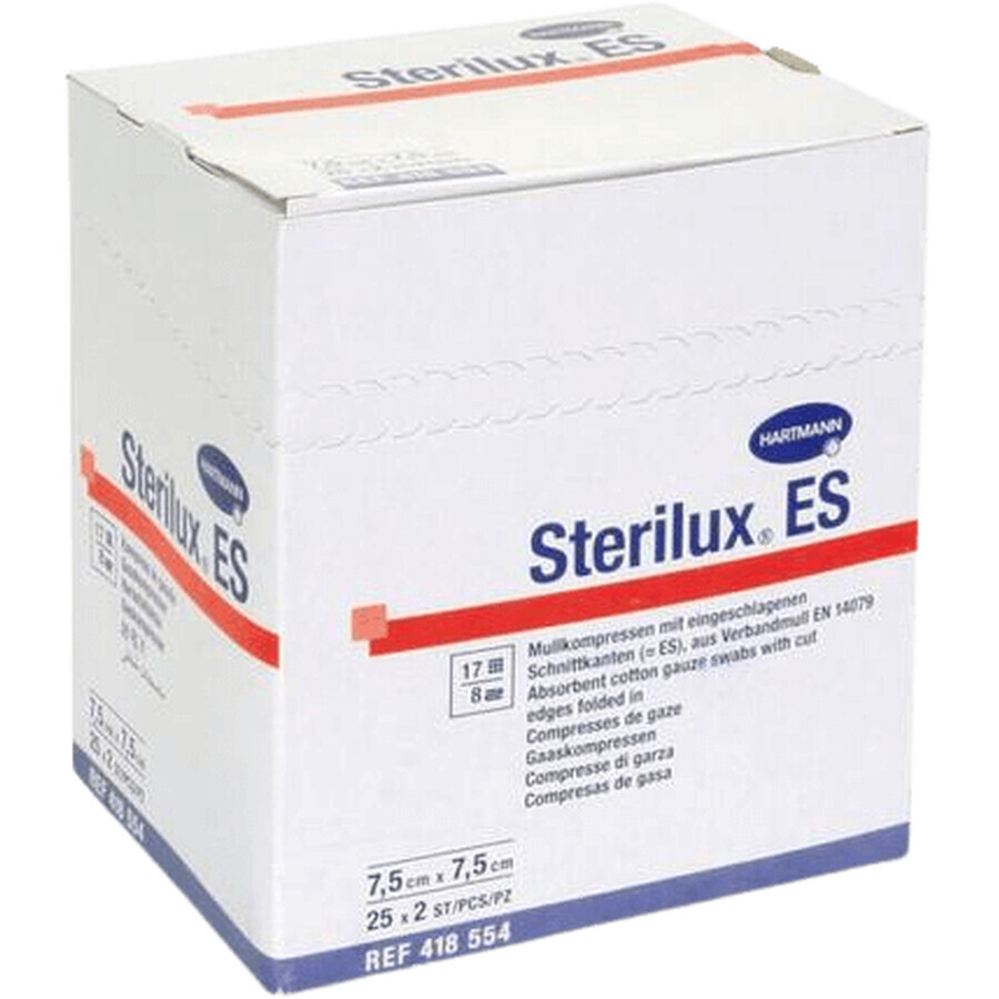 Hartmann Sterilux compressa sterile con bordi ripiegati 7,5 x 7,5 cm 50 pz.