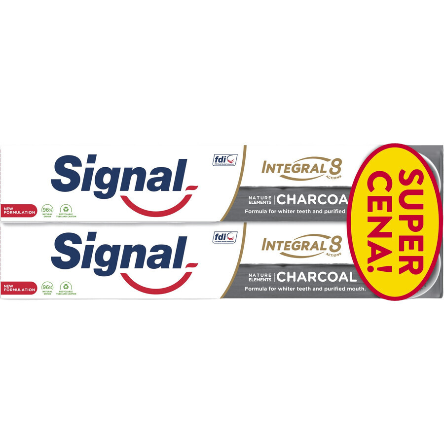 Tandpasta Signal Integral 8 Houtskool duopack 2 x 75 ml