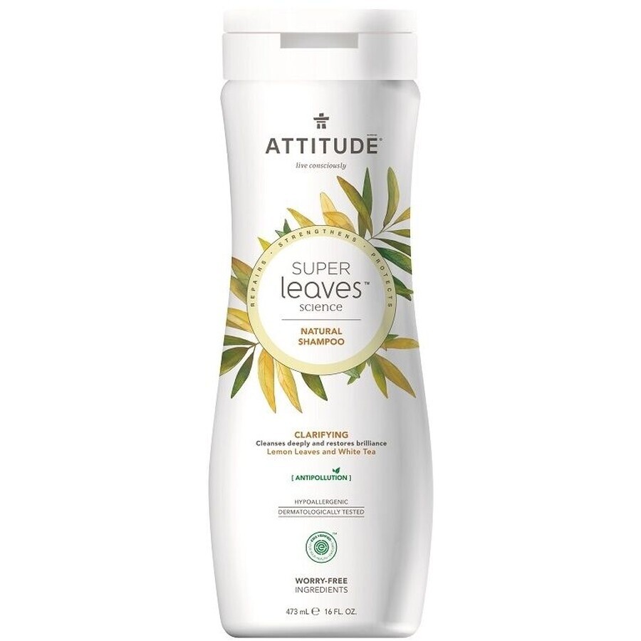 Champú desintoxicante y aclarante Attitude Super Leaves para cabellos normales y grasos 473 ml