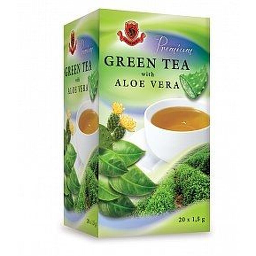 Herbex Tè verde premium con aloe vera, 20 x 1,5 g