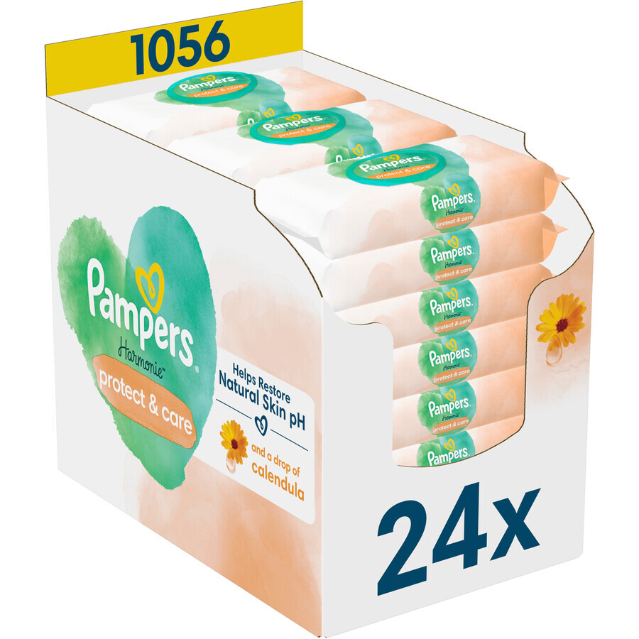 Pampers Harmonie Protect & Care, Toallitas Limpiadoras 24 x 44 pcs