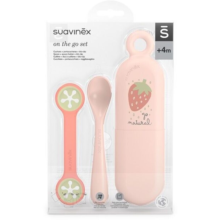 Set de viaje Suavinex Go Natural - fresas rosas