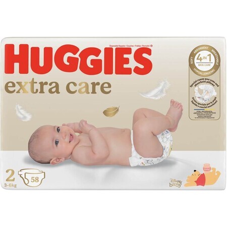 Huggies® Extra Care 2 Pañales desechables (3-6 kg) 58 unidades