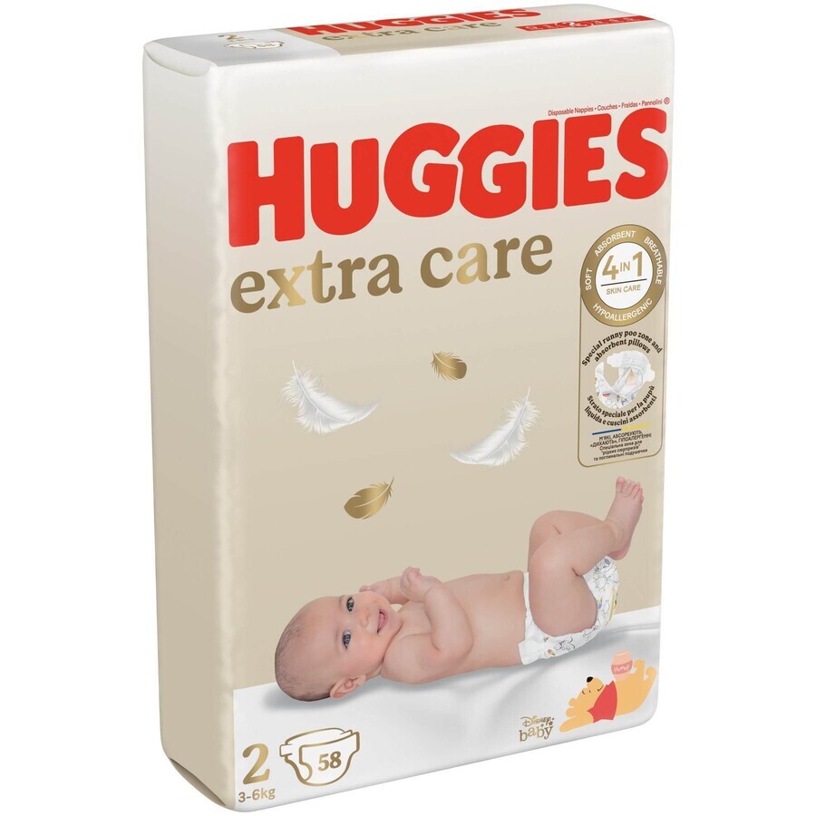 Huggies® Extra Care 2 Pañales desechables (3-6 kg) 58 unidades