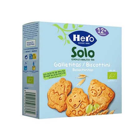 Solo galletas con forma de animales, +12 meses, 100 gr, Hero Baby