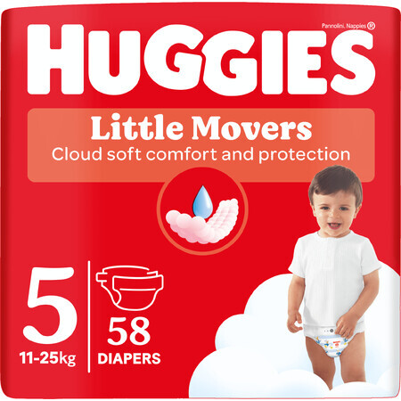 Huggies® Little Movers Pañal 5 (11 - 25 kg) 58 piezas