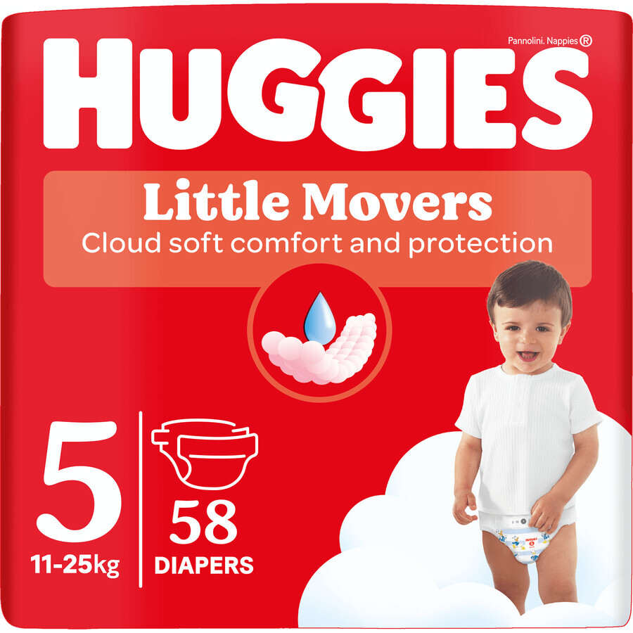 Huggies® Little Movers Pañal 5 (11 - 25 kg) 58 piezas