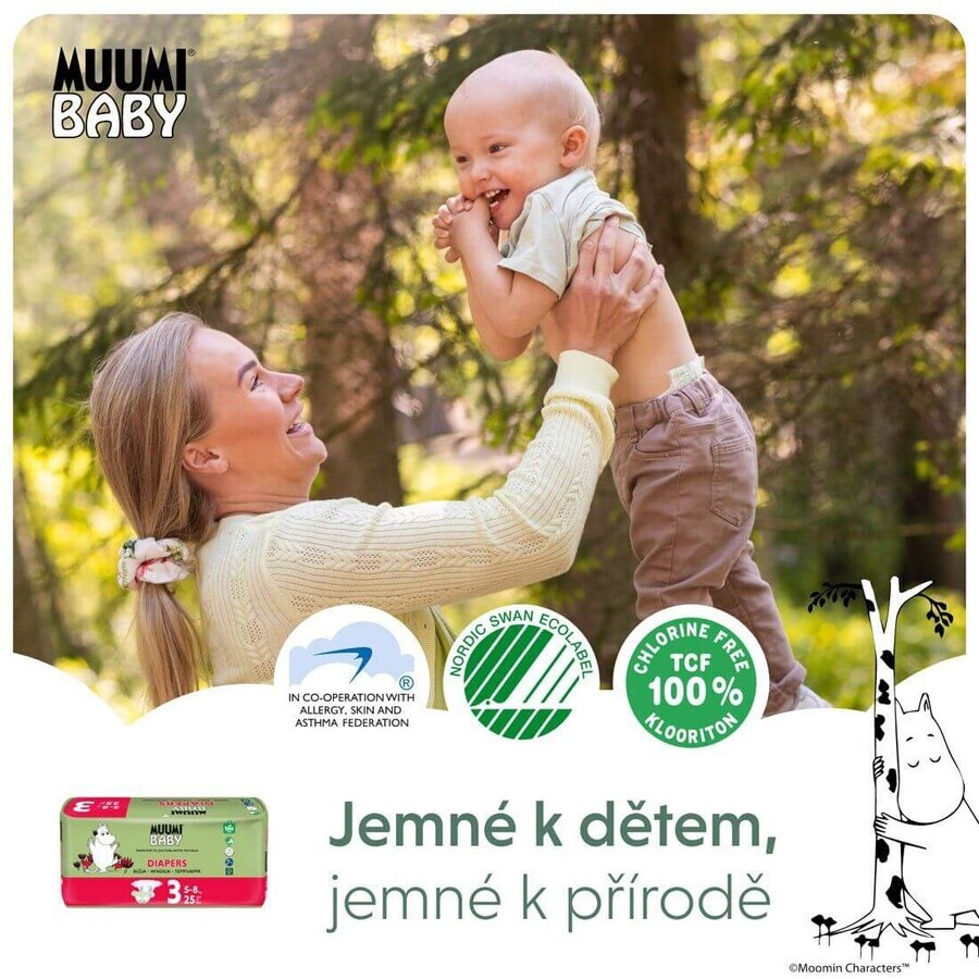 Muumi Baby Pañales Desechables 3 Midi 5-8kg, 25 pcs