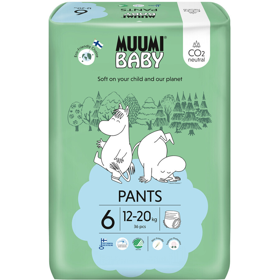 Muumi Baby Pañales Desechables 6 Junior 12-20 kg, 36 pcs