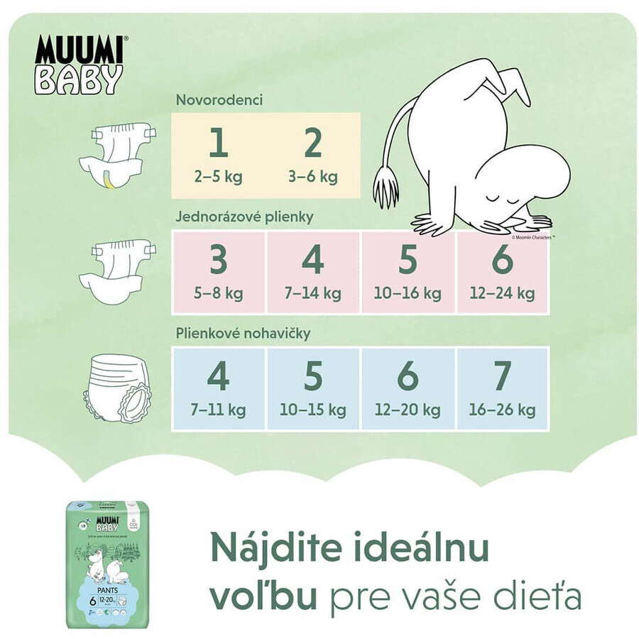 Muumi Baby Pañales Desechables 6 Junior 12-20 kg, 36 pcs