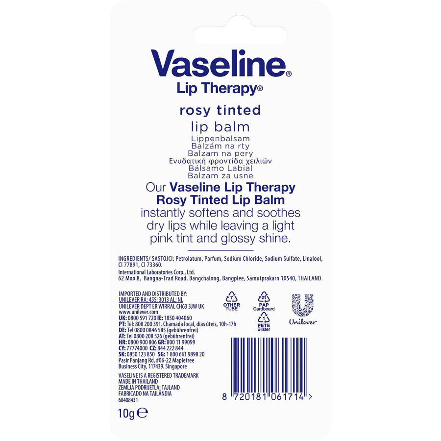 Vaseline Lip Therapy Liptube bálsamo labial de color rocío 10 g