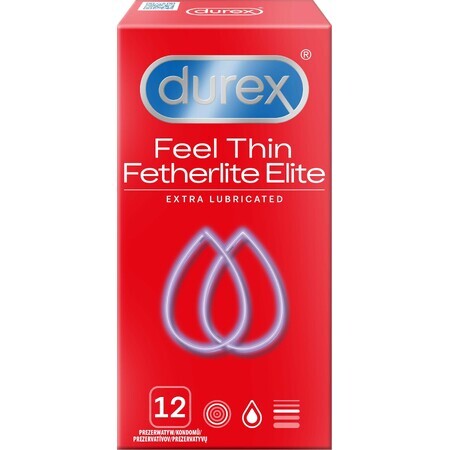 Preservativos Durex Feel Thin Fetherlite Elite Extra Lubricados Feel Thin 12 unidades