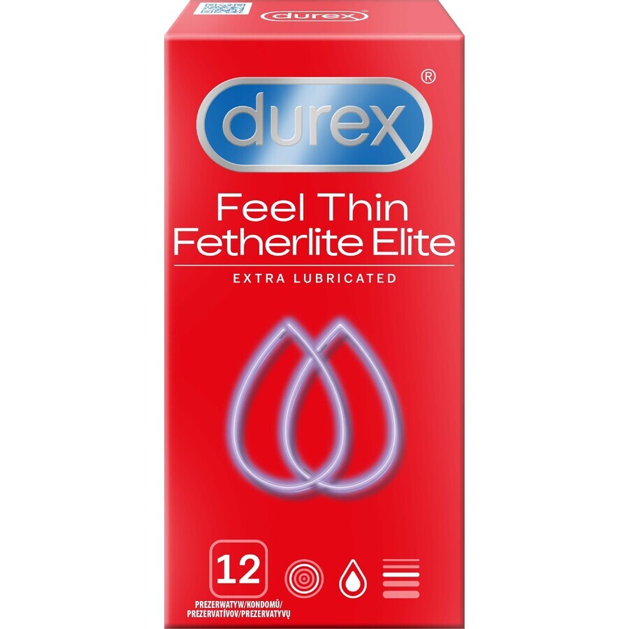 Preservativos Durex Feel Thin Fetherlite Elite Extra Lubricados Feel Thin 12 unidades